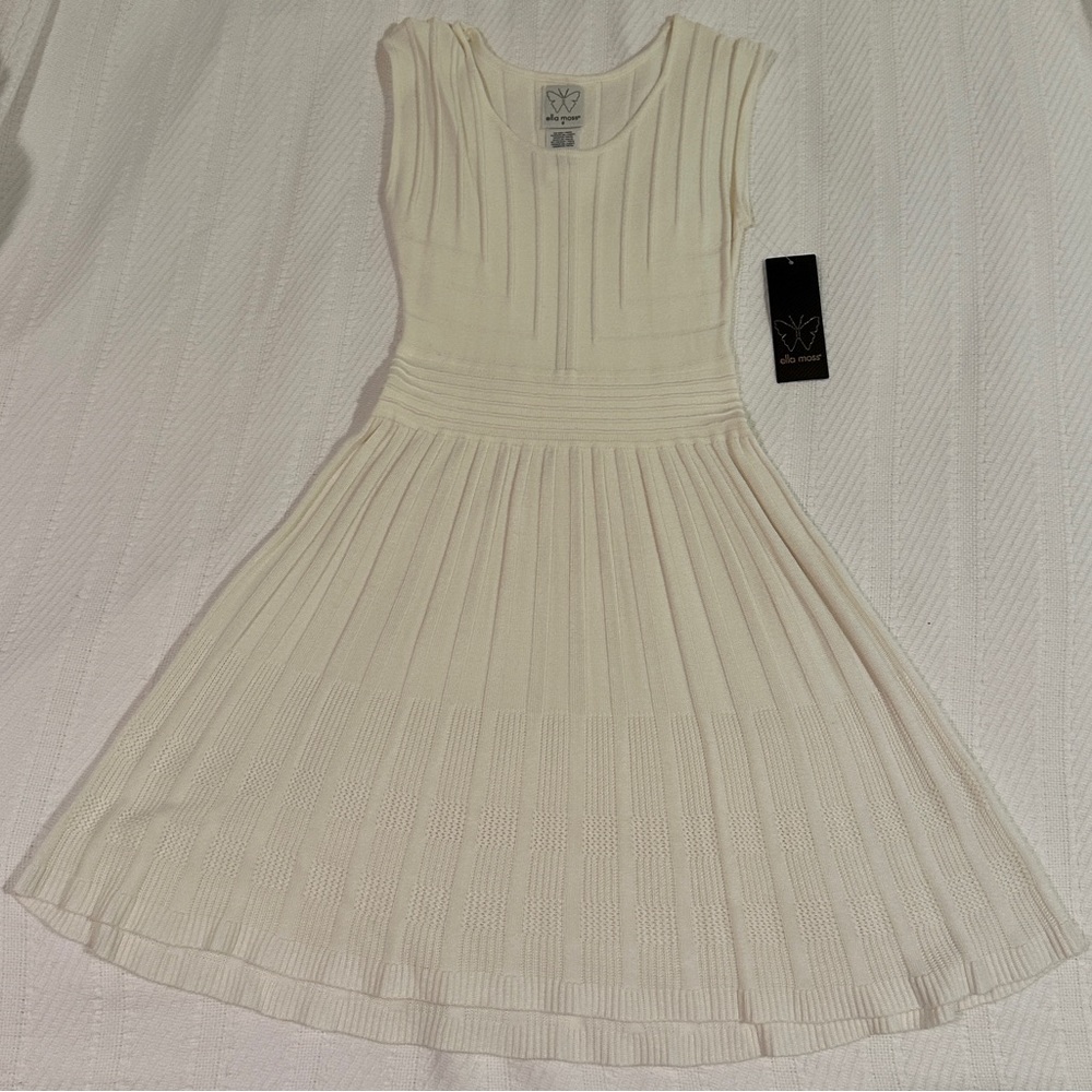 Ella Moss Girls Knit Sweater Dress Off-White, Size 8